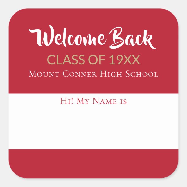  Welcome back! Class Reunion name stickers (Front)