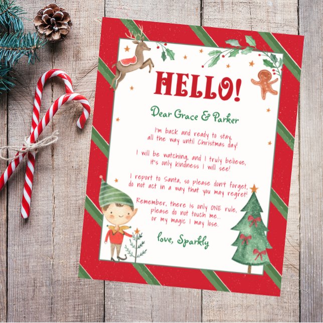 Welcome Back Elf Hello Christmas Elf Personalized (hello from your Christmas elf, customize and personalize christmas elf letter, welcome your elf)