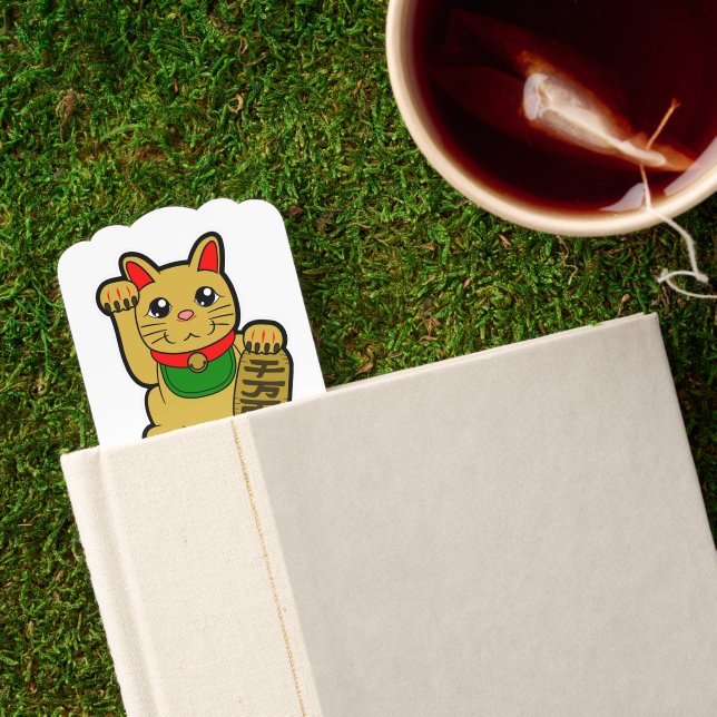 "Welcome Back" Gold Lucky Cat- Maneki Neko Bookmarks (Closed Book)