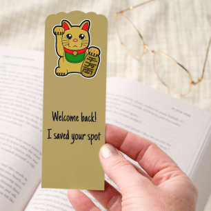 "Welcome Back" Gold Lucky Cat- Maneki Neko Bookmarks