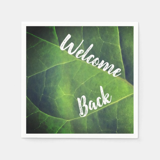 Welcome Back  Green Leaf Photo Volunteer Employee Napkins (Front)