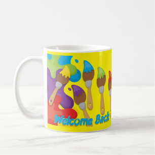 Welcome Back Paintbrushes Primary Colors Coffee Mug