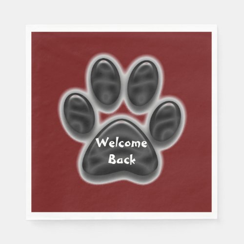 Welcome Back Paw Print Dog Lover Animal Napkins