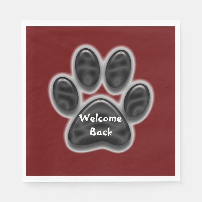 Welcome Back Paw Print Dog Lover Animal Napkins (Front)