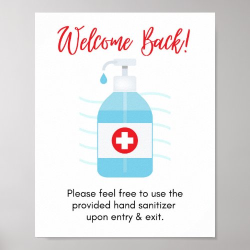 Welcome Back Please Use Hand Sanitizer Upon Entry Poster