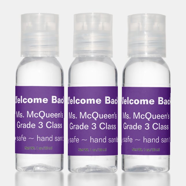 Welcome Back Purple Classroom Hand Sanitizer (Set)