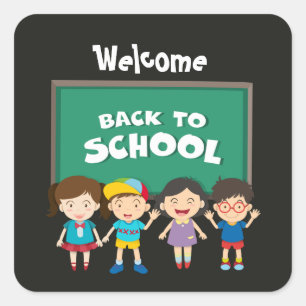 Welcome back School word art Square Sticker
