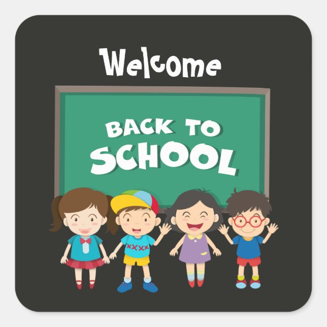 Welcome back School word art  Square Sticker (Front)