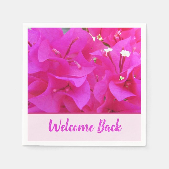 Welcome Back Teachers Pink Flower Party School Napkins (Front)