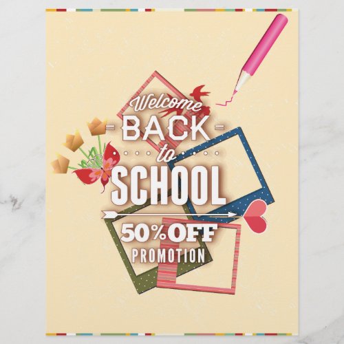 Welcome Back To School 50 Off Promotion Flyer