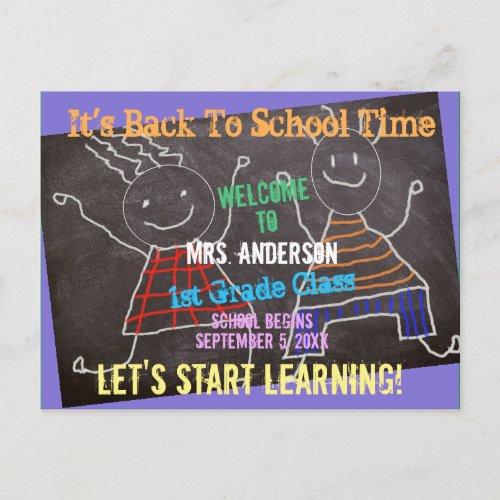 Welcome Back To School Add Name Teacher Postcard