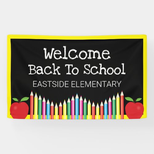 Welcome Back To School Apple Colored Pencils Banner