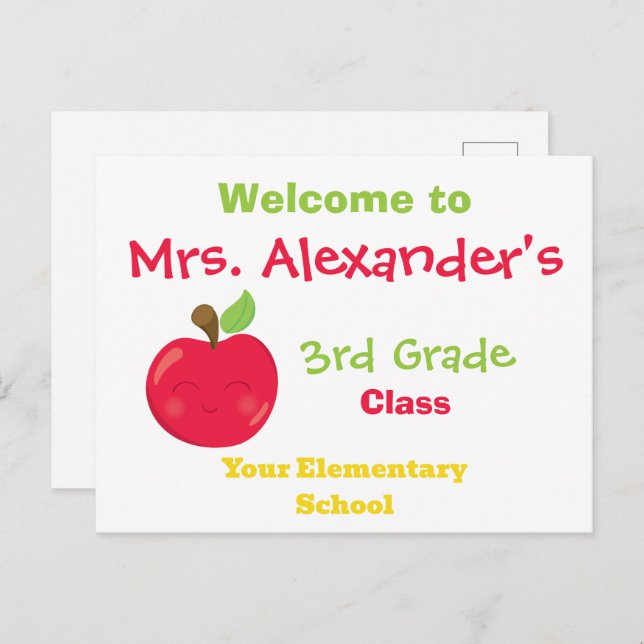 Welcome Back to School Apple Theme Postcard (Front/Back)