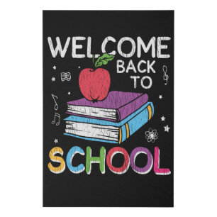 Welcome Back To School Books Chalkboard Teacher Faux Canvas Print