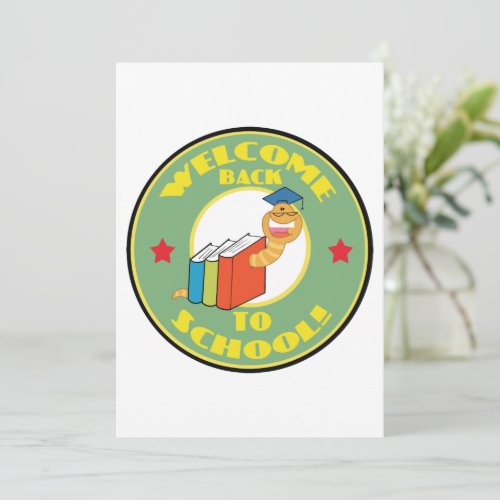 Welcome Back To School Bookworm Invitation