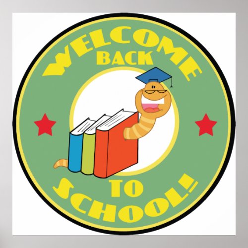 Welcome Back To School Bookworm Poster