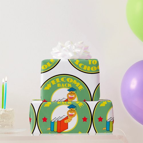 Welcome Back To School Bookworm Wrapping Paper