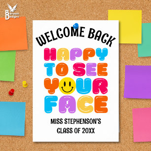 Welcome Back To School Bulletin Board Happy Face Poster