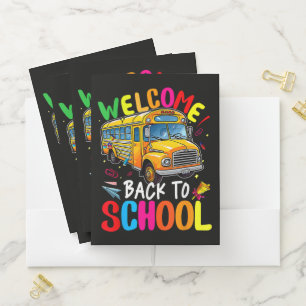 Welcome Back to School Bus 1st Day of School Pocket Folder