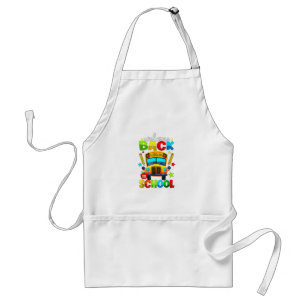 Welcome Back to School Bus 1st Day of School Teach Adult Apron
