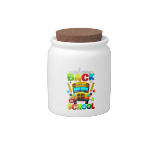 Welcome Back to School Bus 1st Day of School Teach Candy Jar