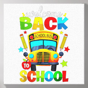 Welcome Back to School Bus 1st Day of School Teach Canvas Photo Tile