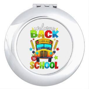 Welcome Back to School Bus 1st Day of School Teach Compact Mirror