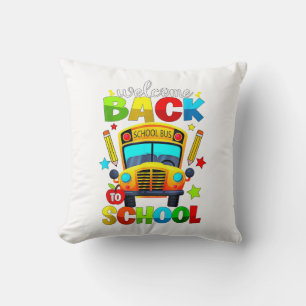 Welcome Back to School Bus 1st Day of School Teach Throw Pillow