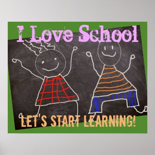 Welcome Back To School Chalk Drawings Blackboard Poster
