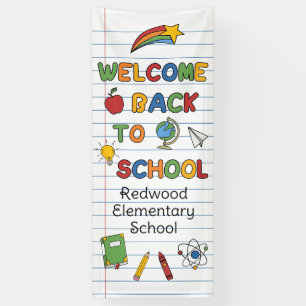 Welcome Back To School Colorful Doodles Banner