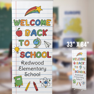 Welcome Back To School Colorful Doodles Retractable Banner