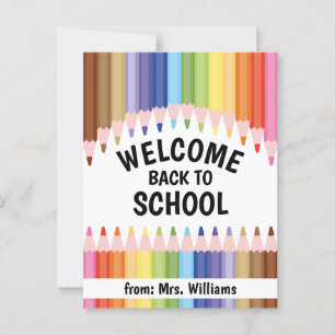 Welcome Back to School Colorful Pencils Teacher Postcard