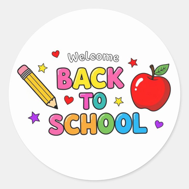 Welcome Back To School Colorful Stickers (Front)