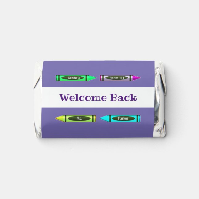 Welcome Back to School Crayon Information Design   Hershey's Miniatures (Front)