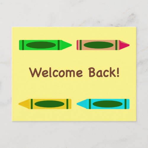 Welcome Back to School Custom Colors Crayon Postcard