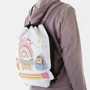 Welcome back to school drawstring bag