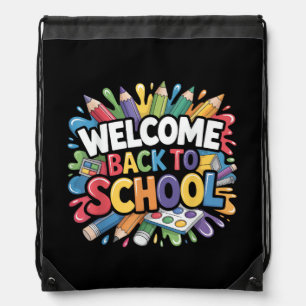 Welcome Back to School First Day of School Teacher Drawstring Bag