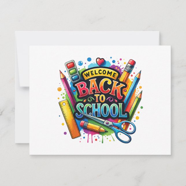 Welcome Back To School First Day of School Teacher Save The Date (Front)