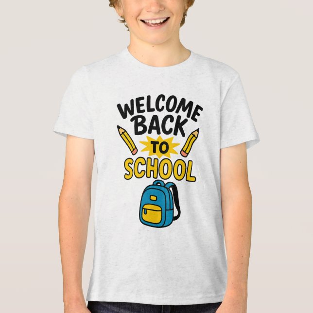 Welcome Back to School Fun Backpack Pencil Tri-Blend Shirt (Front)
