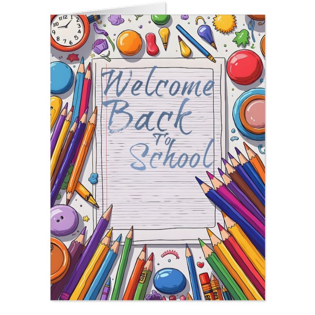 Welcome Back to School – Fun & Colorful Card (Front)
