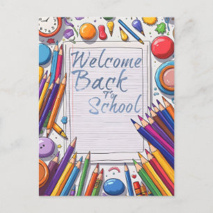 Welcome Back to School – Fun & Colorful Holiday Postcard