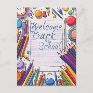 Welcome Back to School – Fun & Colorful Holiday Postcard