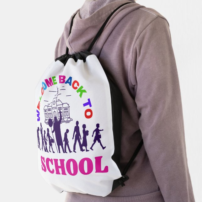 Welcome Back To School Funny Teacher Love Gift    Drawstring Bag (Insitu)
