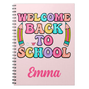 Welcome Back To School Groovy Paper Airplane Notebook