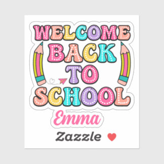 Welcome Back To School Groovy Paper Airplane Sticker