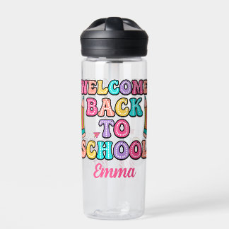 Welcome Back To School Groovy Paper Airplane Water Bottle