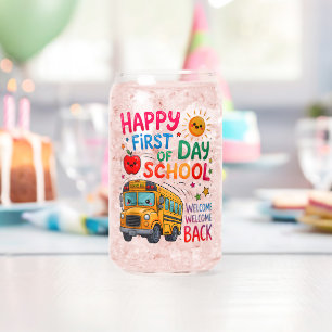 Welcome Back To School Happy First Day Can Glass