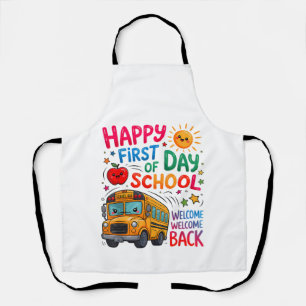 Welcome Back To School Happy First Day Teacher Bus Apron