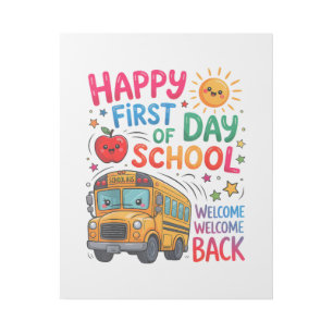Welcome Back To School Happy First Day Teacher Bus Gallery Wrap
