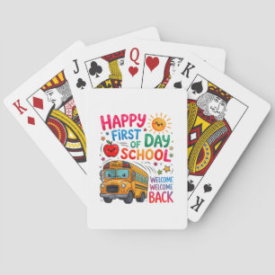 Welcome Back To School Happy First Day Teacher Bus Poker Cards